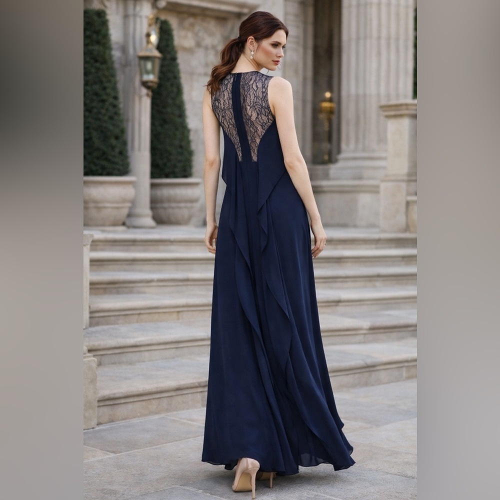 NEW BCBGMAXAZRIA Sleeveless Cascading Ruffle Gown